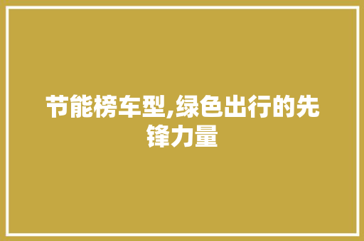 节能榜车型,绿色出行的先锋力量