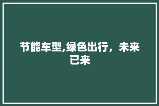 节能车型,绿色出行，未来已来