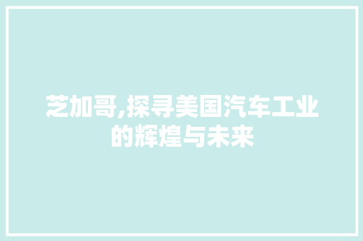 芝加哥,探寻美国汽车工业的辉煌与未来