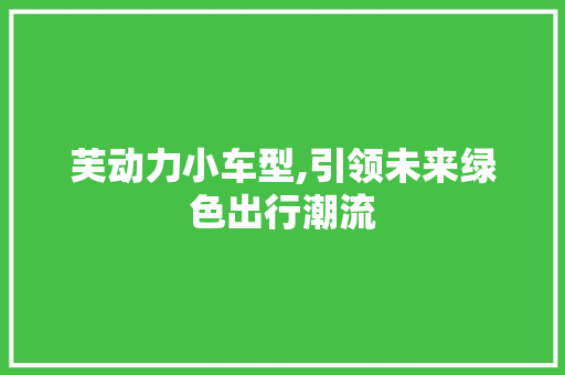 芙动力小车型,引领未来绿色出行潮流