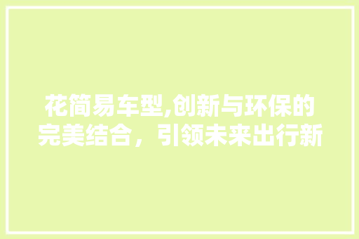 花简易车型,创新与环保的完美结合，引领未来出行新风尚