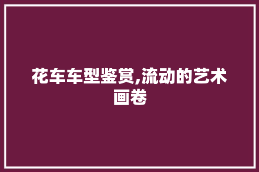 花车车型鉴赏,流动的艺术画卷