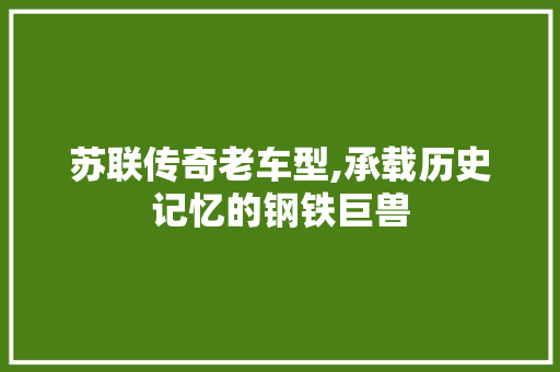 苏联传奇老车型,承载历史记忆的钢铁巨兽