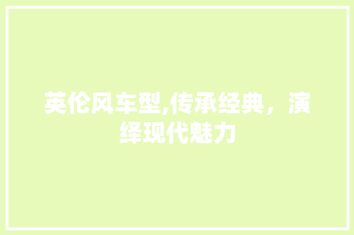 英伦风车型,传承经典，演绎现代魅力