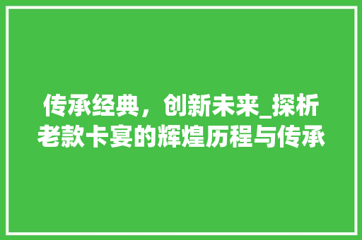传承经典，创新未来_探析老款卡宴的辉煌历程与传承价值