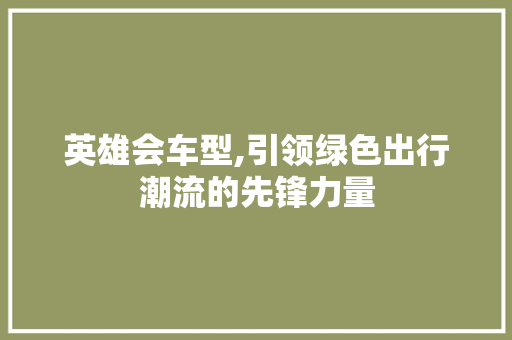 英雄会车型,引领绿色出行潮流的先锋力量