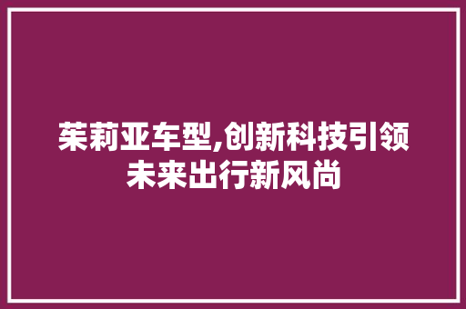 茱莉亚车型,创新科技引领未来出行新风尚