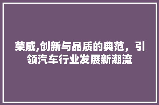 荣威,创新与品质的典范，引领汽车行业发展新潮流