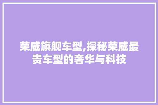 荣威旗舰车型,探秘荣威最贵车型的奢华与科技