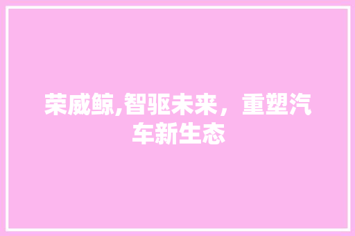 荣威鲸,智驱未来，重塑汽车新生态