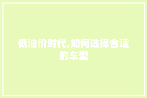 低油价时代,如何选择合适的车型
