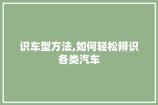 识车型方法,如何轻松辨识各类汽车