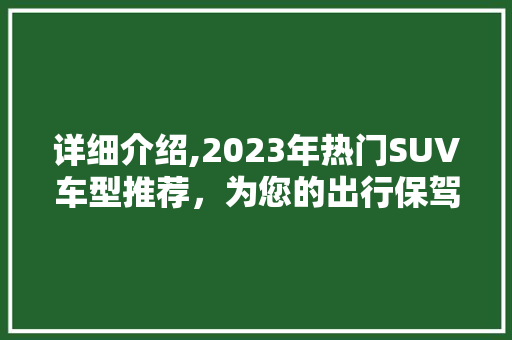 详细介绍,2023年热门SUV车型推荐，为您的出行保驾护航