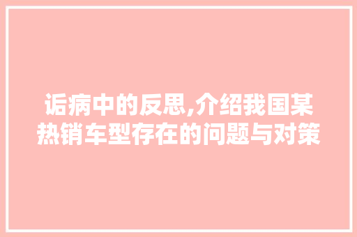 诟病中的反思,介绍我国某热销车型存在的问题与对策
