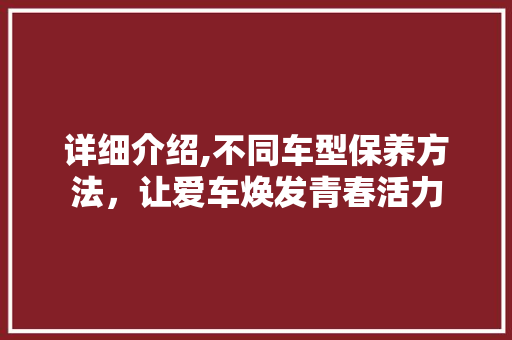 详细介绍,不同车型保养方法，让爱车焕发青春活力