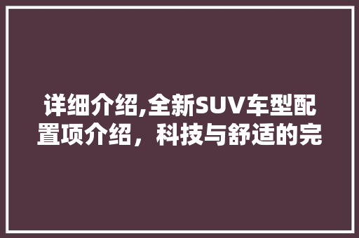 详细介绍,全新SUV车型配置项介绍，科技与舒适的完美融合