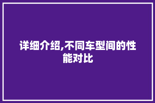 详细介绍,不同车型间的性能对比