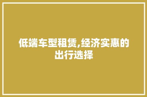 低端车型租赁,经济实惠的出行选择