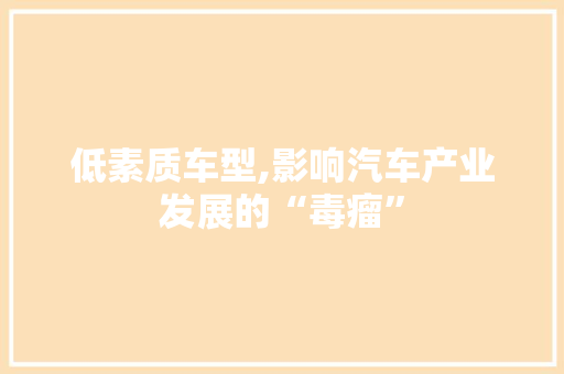 低素质车型,影响汽车产业发展的“毒瘤”