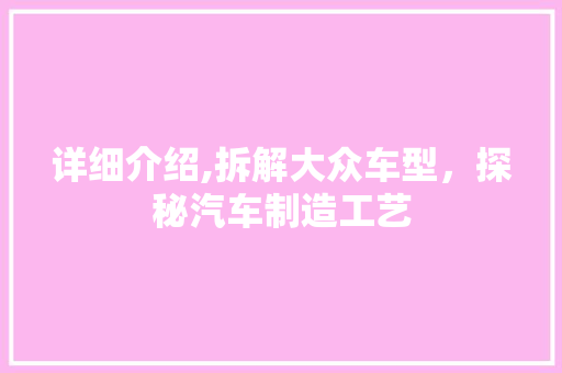 详细介绍,拆解大众车型，探秘汽车制造工艺