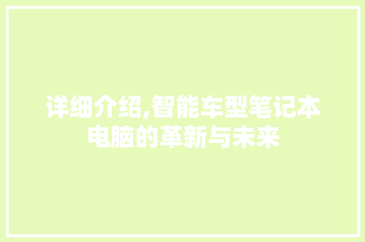 详细介绍,智能车型笔记本电脑的革新与未来 变速箱配件