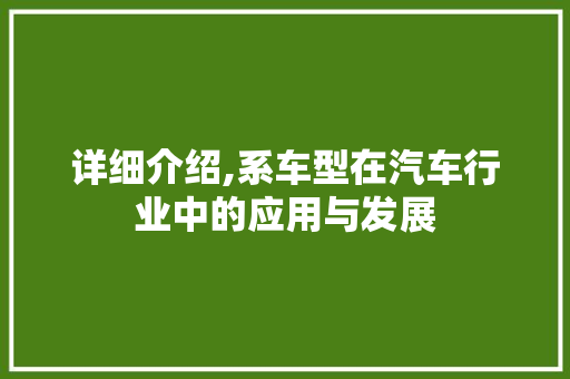 详细介绍,系车型在汽车行业中的应用与发展