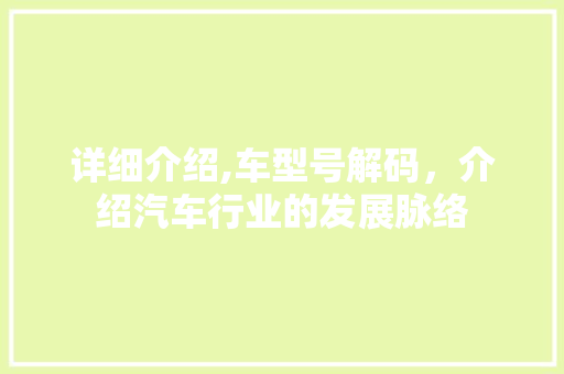 详细介绍,车型号解码，介绍汽车行业的发展脉络