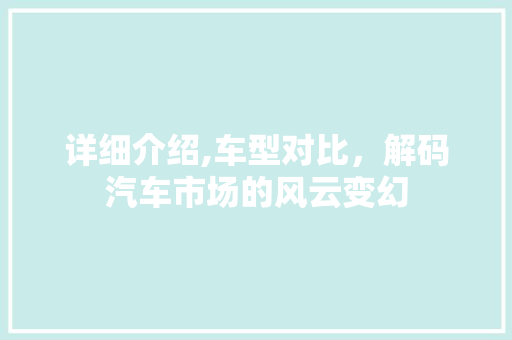 详细介绍,车型对比，解码汽车市场的风云变幻