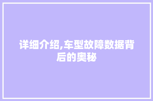 详细介绍,车型故障数据背后的奥秘