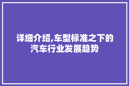 详细介绍,车型标准之下的汽车行业发展趋势