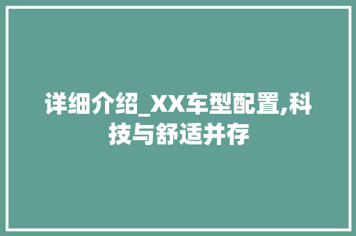 详细介绍_XX车型配置,科技与舒适并存