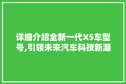 详细介绍全新一代X5车型号,引领未来汽车科技新潮流