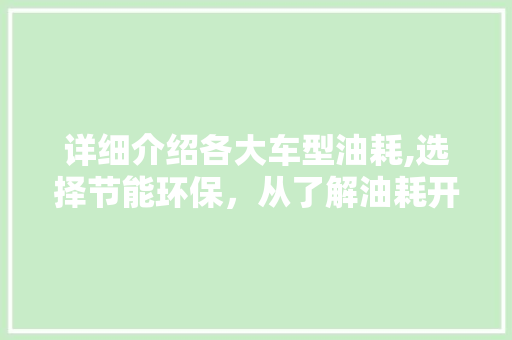 详细介绍各大车型油耗,选择节能环保，从了解油耗开始