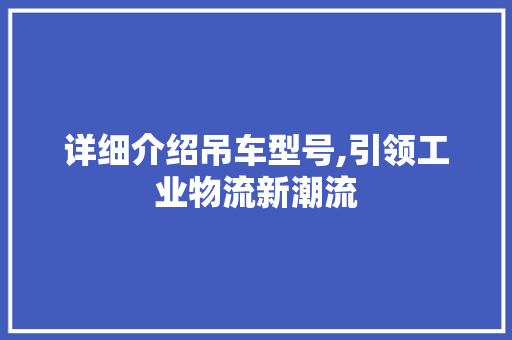 详细介绍吊车型号,引领工业物流新潮流