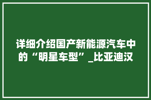 详细介绍国产新能源汽车中的“明星车型”_比亚迪汉EV