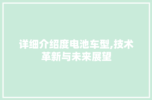 详细介绍度电池车型,技术革新与未来展望