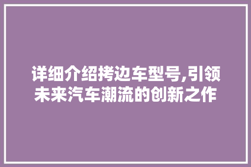 详细介绍拷边车型号,引领未来汽车潮流的创新之作