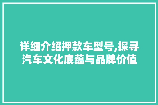 详细介绍押款车型号,探寻汽车文化底蕴与品牌价值