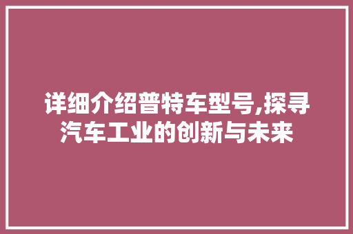 详细介绍普特车型号,探寻汽车工业的创新与未来