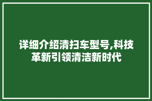 详细介绍清扫车型号,科技革新引领清洁新时代