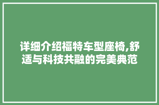 详细介绍福特车型座椅,舒适与科技共融的完美典范