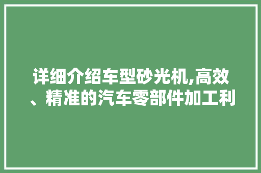详细介绍车型砂光机,高效、精准的汽车零部件加工利器