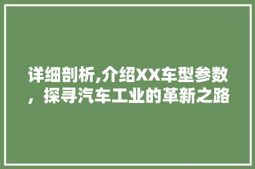 详细剖析,介绍XX车型参数，探寻汽车工业的革新之路