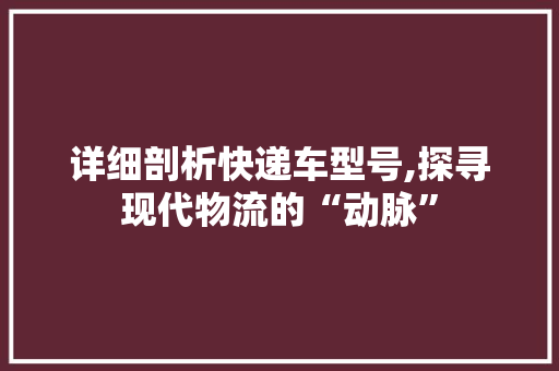 详细剖析快递车型号,探寻现代物流的“动脉”