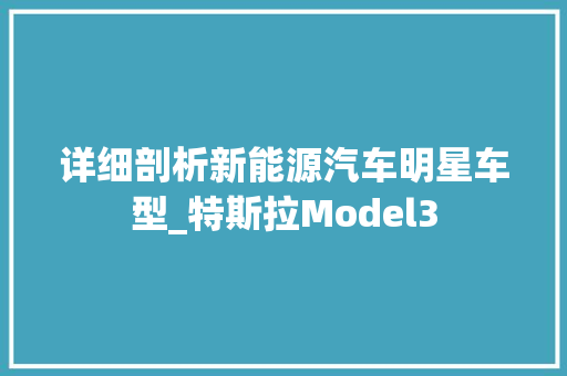 详细剖析新能源汽车明星车型_特斯拉Model3