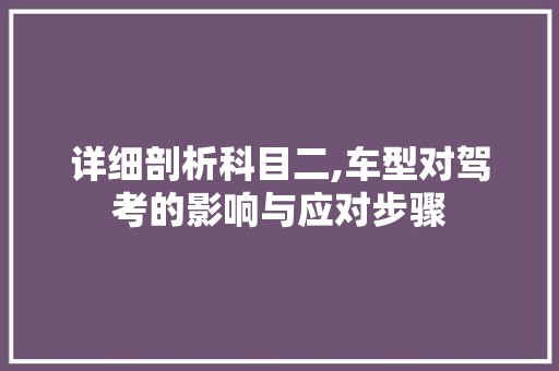 详细剖析科目二,车型对驾考的影响与应对步骤