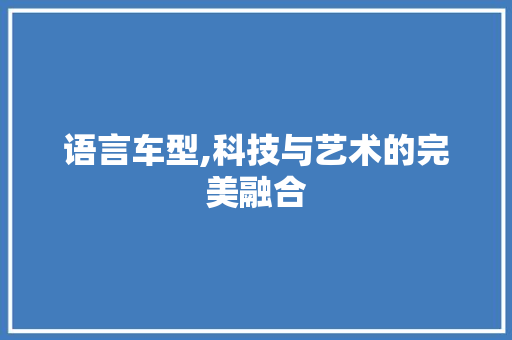 语言车型,科技与艺术的完美融合