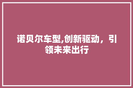 诺贝尔车型,创新驱动，引领未来出行