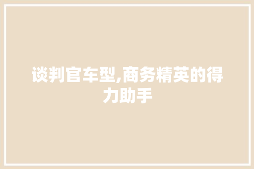 谈判官车型,商务精英的得力助手
