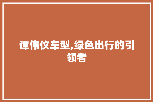 谭伟仪车型,绿色出行的引领者
